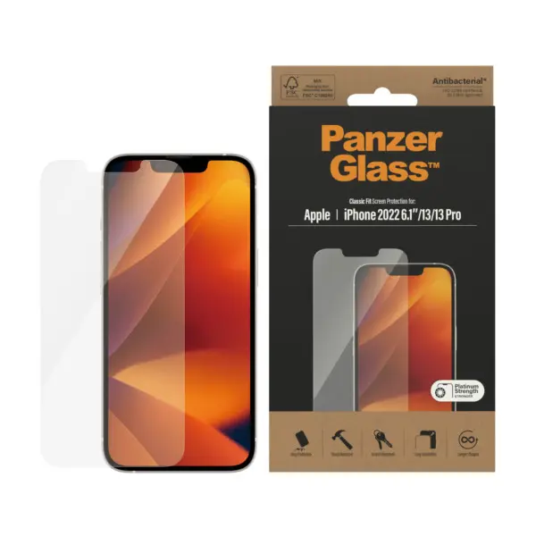 PanzerGlass Anti-Bacterial Apple iPhone 14 : 13 : 13 Pro Screenprotector Glas 2