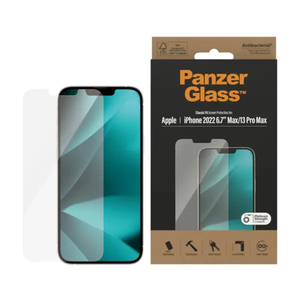 PanzerGlass Anti-Bacterial Apple iPhone 14 Plus : 13 Pro Max Screenprotector Glas 2