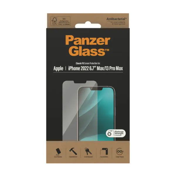 PanzerGlass Anti-Bacterial Apple iPhone 14 Plus : 13 Pro Max Screenprotector Glas 3