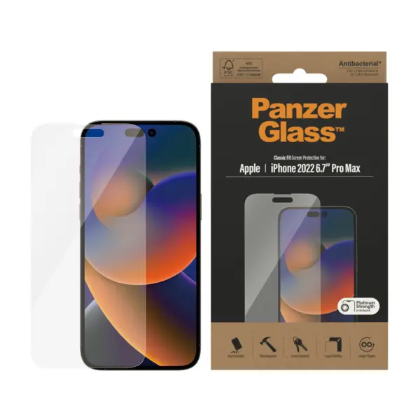 PanzerGlass Anti-Bacterial Apple iPhone 14 Pro Max Screenprotector Glas 2