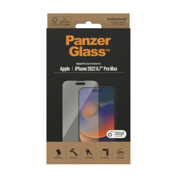 PanzerGlass Anti-Bacterial Apple iPhone 14 Pro Max Screenprotector Glas 3
