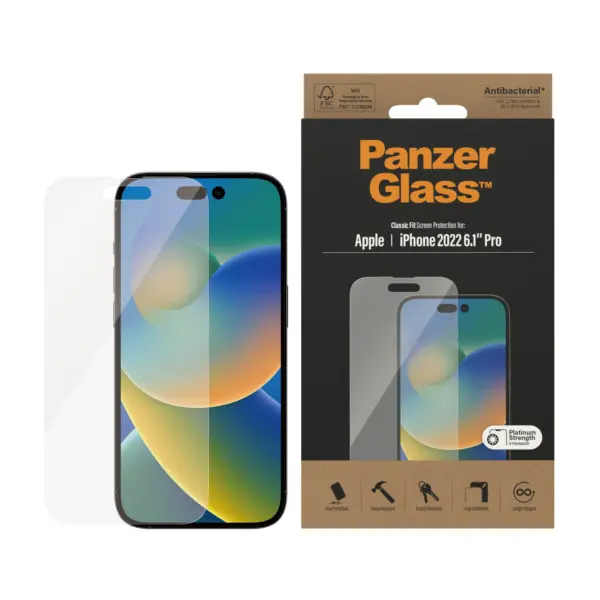 PanzerGlass Anti-Bacterial Apple iPhone 14 Pro Screenprotector Glas 2