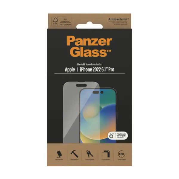 PanzerGlass Anti-Bacterial Apple iPhone 14 Pro Screenprotector Glas 3