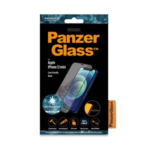 PanzerGlass Apple iPhone 12 mini - Black Case Friendly - Anti-Bacterial - MicroFracture Technology 2