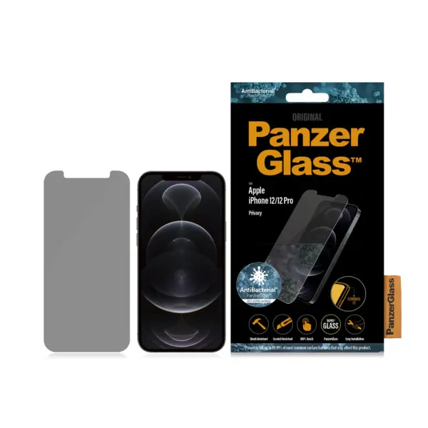 PanzerGlass Apple iPhone 12:12 Pro Privacy - Anti-Bacterial - SUPER+ Glass 2