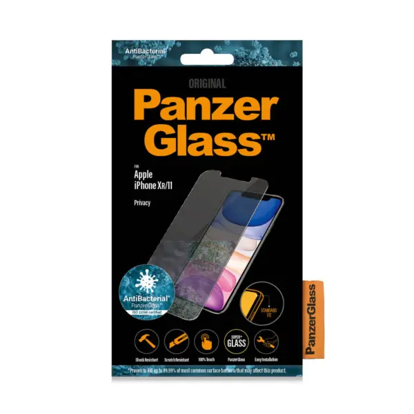 PanzerGlass Apple iPhone XR:11 PRIVACY - Anti-Bacterial - SUPER+ Glass 2