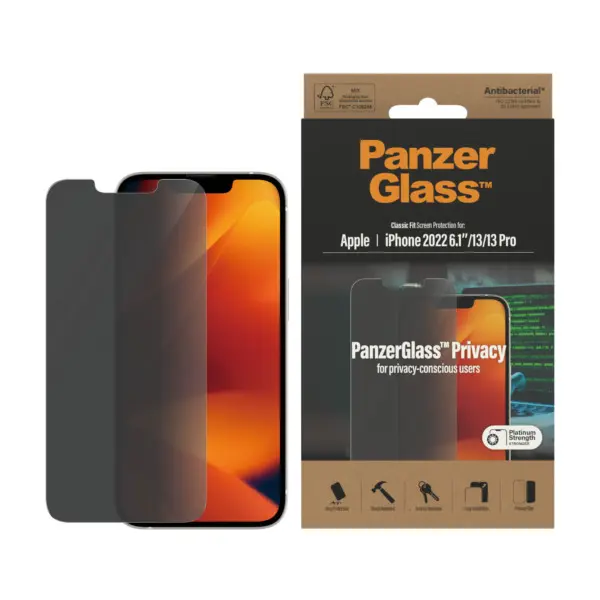 PanzerGlass Ultra-Wide Fit Apple iPhone 14 : 13 : 13 Pro Privacy Screenprotector Glas 2