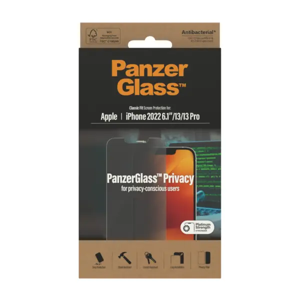 PanzerGlass Ultra-Wide Fit Apple iPhone 14 : 13 : 13 Pro Privacy Screenprotector Glas 3