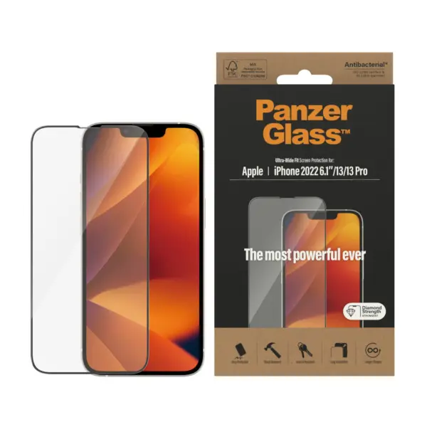 PanzerGlass Ultra-Wide Fit Apple iPhone 14 : 13 : 13 Pro Screenprotector Glas 2