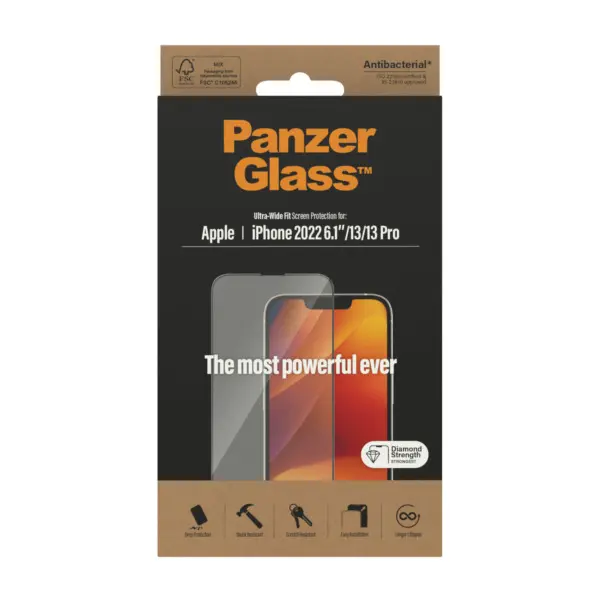 PanzerGlass Ultra-Wide Fit Apple iPhone 14 : 13 : 13 Pro Screenprotector Glas 3