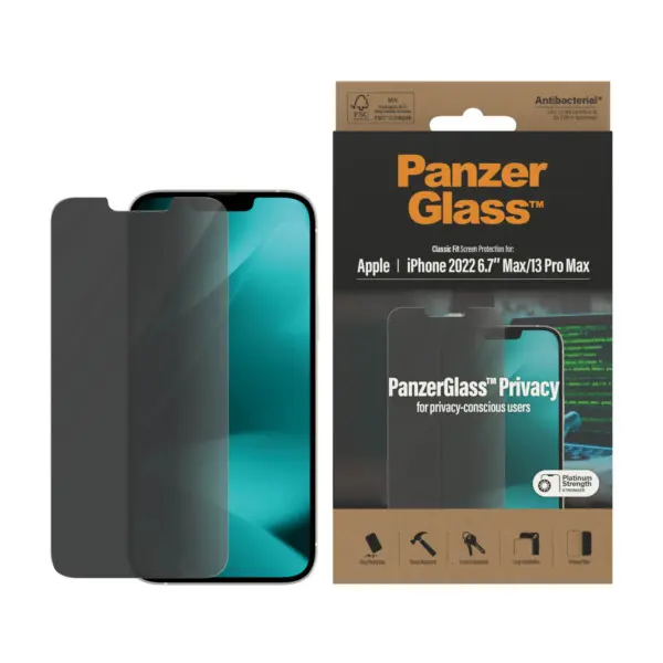 PanzerGlass Ultra-Wide Fit Apple iPhone 14 Plus : 13 Pro Max Privacy Screenprotector Glas 2