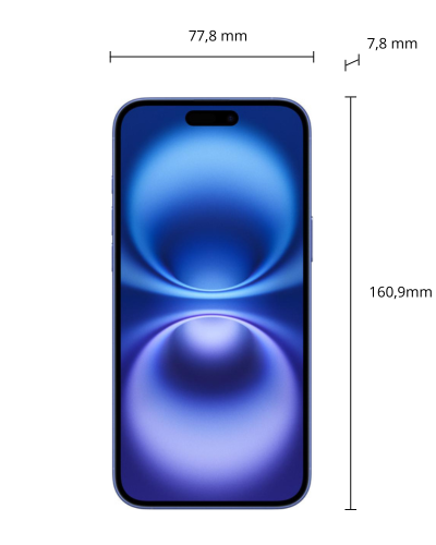 iPhone 16 Plus afmetingen