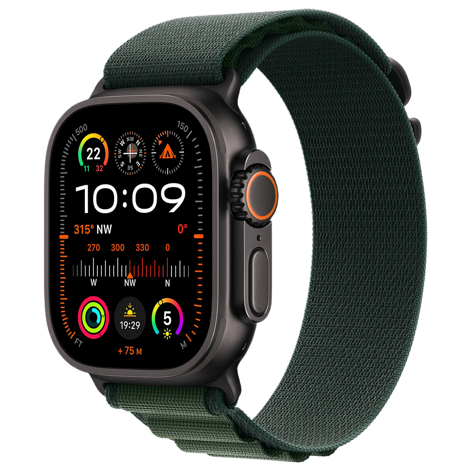 Apple Watch Ultra 2 Zwart 49mm - Alpine band Groen